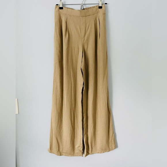 Linen Blend Pants, Pacibe, Size Small, Wide Leg Elastic Waist Flowy Summer Pants - Picture 3 of 14